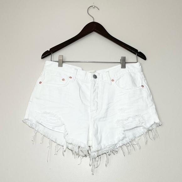Free People Pants - Free People We the Free Distressed White Denim Cutoff Shorts